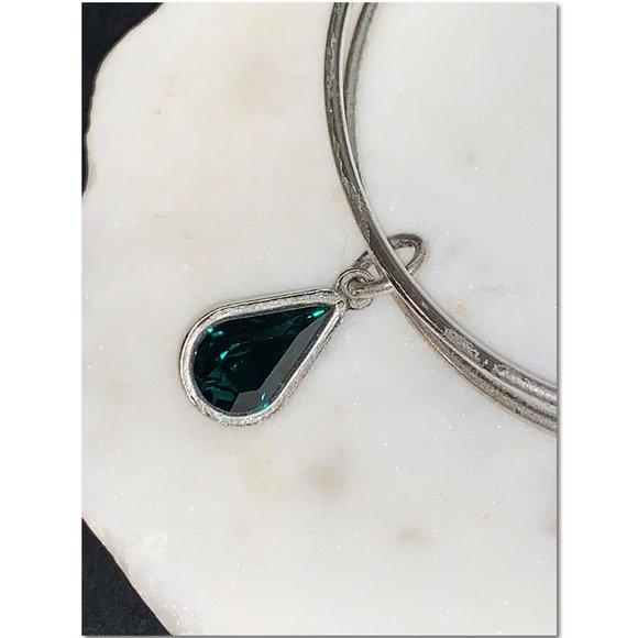 Alex and Ani Swarovski Crystal Emerald Teardrop Bangle Bracelet Birth Month May - Picture 3 of 5